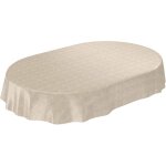 Nappe en toile cir�e - zuuko - ovale - 180x140 cm - beige - aspect lin - imperm�able - lavable - pvc ...