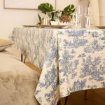 Nappe toile de jouy rectangulaire plastifi�e bleu 250x150 cm