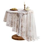 Nappe vintage brod�e �l�gante nappe ronde en dentelle florale � volants - blanche 90 cm x 90 cm �tiquette ...