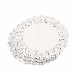 Napperons dentelle papier - 150 pi�ces d�coration mariage f�te napperon rond - blanc �tiquette