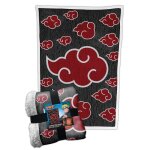 Plaid - cld distribution s. a. - naruto shippuden - motif akatsuki - finition sherpa - 100 x 140 cm