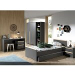 Nash dark - chambre 90x200cm + armoire 3p + pack bureau Nash dark - chambre 90x200cm + armoire 3p + pack bureau
