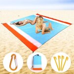 Natte de plage tapis de plage grande 200cm x 210cm couverture de plage camping imperm�able anti - sable ...