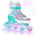 Nattork patins fille turquoise 4 tailles r�glables (32 - 36 eu) roues led papillon enfants