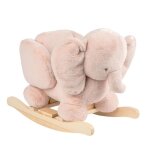 Cheval � bascule �l�phant - nattou - fanfan - vieux rose - peluche & bois - si�ge avec harnais 10 - 36 ...