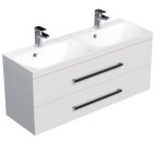 Naturel meuble de salle de bain avec double vasque naturel cube way 120x40 cm blanc brillant (cube2120zbl) ...