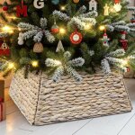 Naturel rotin collier sapin nol 43 cm carr housse de dcorative cache base pied pour petit mini arbres ...