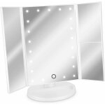 Navaris miroir lumineux led 3 faces � poser miroir maquillage triptyque pliable effet grossissant pile ...