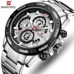 Naviforce montre homme de luxe �tanche sport quartz bracelet en acier inoxydable chronographe lumineuse ...