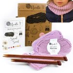 Kit tricot - needle it - tour de cou - rose - 2 pelotes de laine - aiguilles en bambou 6mm