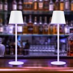 Nettlife lot de 2 lampes de table lampe de table led sans fil - lampe de chevet rgb mtal rechargeable ...
