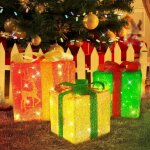 Nettlife 3pcs coffret cadeau illumin avec lampe ledbotes cadeaux de nol led dcoration de nol wapiti ...