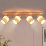 Nettlife 4 lampes spot de plafond vintage - plafonnier en bois spot de plafond e14 avec abat - jour en ...