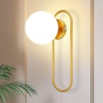 Applique murale int�rieure - nettlife - mod�le boule verre - e14 - m�tal dor� - style scandinave