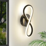 Applique murale dint�rieur led - nettlife - design courbe - noir - 7w - blanc chaud 3000k