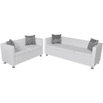 Nettlife canap chesterfield 2 + 3 places blanc - lgance vintage raffine