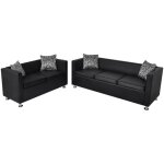 Nettlife canap chesterfield 2 + 3 places noir - classique et intemporel