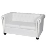 Nettlife canap chesterfield lumineux 2 places en cuir synthtique blanc lgance intemporelle