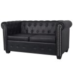 Nettlife canap chesterfield vintage 2 places en cuir synthtique noir style rtro chic