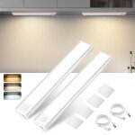 �clairage led sous meuble de cuisine - nettlife - 20 cm (lot de 2) - d�tecteur de mouvement - usb rechargeable ...