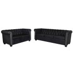 Nettlife ensemble canapés 3 pièces tissu gris foncé - salon complet et élégant Nettlife ensemble canapés 3 pièces tissu gris foncé - salon complet et élégant