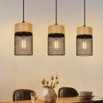 Nettlife lampe suspendue vintage en bois grain� pour table � manger noire industrielle e27 25w suspension ...