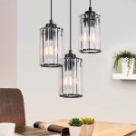 Nettlife lampe � suspension pour table � manger en cristal noir moderne 3 flammes e27 lampe suspendue ...