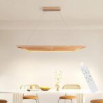 Lampe suspendue led - nettlife - 90cm - bois - dimmable avec t�l�commande - r�glable en hauteur