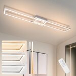 Nettlife led plafonnier chambre - 2 cadre lampe de chambre 102cm moderne dimmable avec t�l�commande argent ...