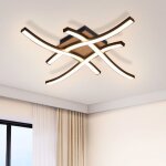 Nettlife led plafonnier salon - 24w lampe de salon en bois 3000k blanc chaud design moderne en mtal ...