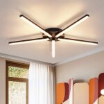 Plafonnier led - nettlife - 63 cm - 24w - noir - 5 branches blanc chaud