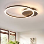 Nettlife led plafonnier salon - 24w lampe de cuisine noir design moderne lampe de salon 2 anneaux 3000k ...