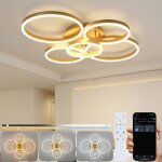 Plafonnier - nettlife - led 5 anneaux 78w - dimmable t�l�commande ir - 3000?6500k r�glable - 7200 lm ...