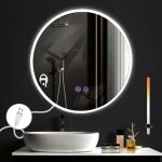 Nettlife miroir avec clairage miroir de salle de bain rond - miroir mural led ip44 miroir de salle de ...