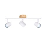 Plafonnier - nettlife - plafonnier 3 spot gu10 - blanc & bois - orientable 350� - pour salon / cuisine ...