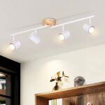 Nettlife plafonnier 4 spot gu10 - moderne bois blanc orientable 350 lampe de salon pour couloir cuisine ...