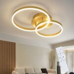 Nettlife plafonnier led doré à 2 anneaux en acrylique 46 w intensité variable moderne 59 cm avec télécommande ... Nettlife plafonnier led doré à 2 anneaux en acrylique 46 w intensité variable moderne 59 cm avec télécommande ...
