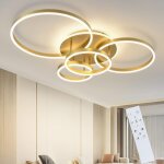 Nettlife plafonnier led doré à 4 anneaux en acrylique 90 w intensité variable moderne 97 cm avec télécommande ... Nettlife plafonnier led doré à 4 anneaux en acrylique 90 w intensité variable moderne 97 cm avec télécommande ...