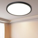 Plafonnier led - nettlife - 30 cm - plat rond - 24 w - noir - blanc chaud 3000k