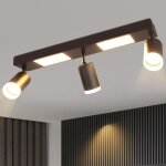 Nettlife plafonnier led spot de plafond 3 flammes - spot de plafond gu10 lampe de chambre 3000k noir ...