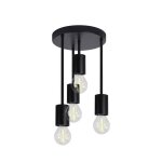 Nettlife plafonnier rtro noir - e27 4 spot mtal lampe de cuisine rond vintage lustre pour salon hall ...