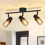 Nettlife plafonnier spot de plafond 3 lampes noir - plafonnier spot mtal industriel orientable 330e27 ...
