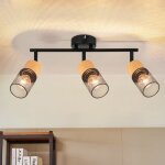 Plafonnier - nettlife - spots e14 3 ampoules - orientable 350� - bois et m�tal - noir