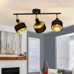 Nettlife plafonnier spot de plafond noir vintage - plafonnier salon avec 3 ampoules e14