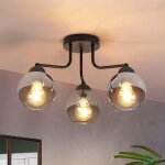 Plafonnier - nettlife - plafonnier verre noir 3 flammes - e27 - m�tal - moderne (cuisine)