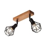 Nettlife spot de plafond 2 ampoule spot de plafond noir - plafonnier en bois e14 en mtal orientable ...
