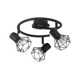 Nettlife spot de plafond 3 ampoules rond - plafonnier industriel rétro e14 orientable en métal noir Nettlife spot de plafond 3 ampoules rond - plafonnier industriel rétro e14 orientable en métal noir