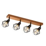 Nettlife spot de plafond 4 ampoule spot de plafond noir - plafonnier en bois e14 en mtal orientable ...