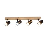 Nettlife spot de plafond 4 ampoules plafonnier en bois - spots de plafond noir lampe de couloir gu10 ...