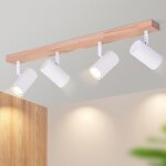 Nettlife spot de plafond 4 feux spots de plafond bois - plafonnier blanc gu10 lampe de couloir vintage ...